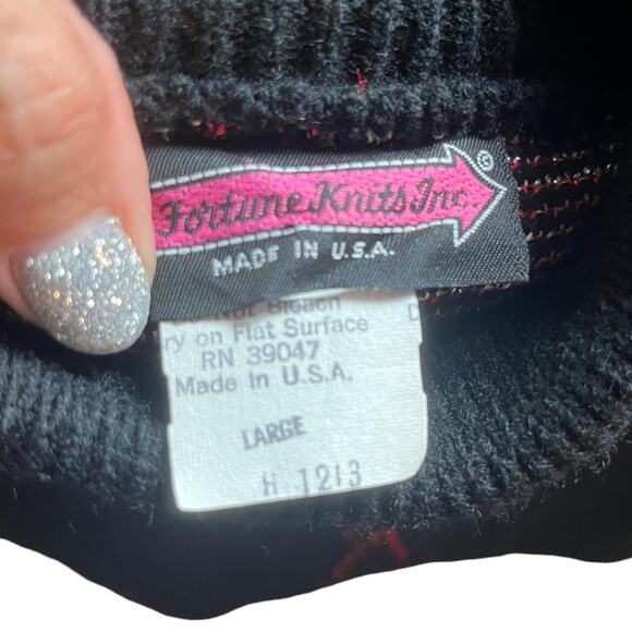 VTG CHRISTMAS SWEATER 80s 90s METALLIC ABSTRACT HOLIDAY PARTY M FORTUNE KNITS - Picture 4 of 4